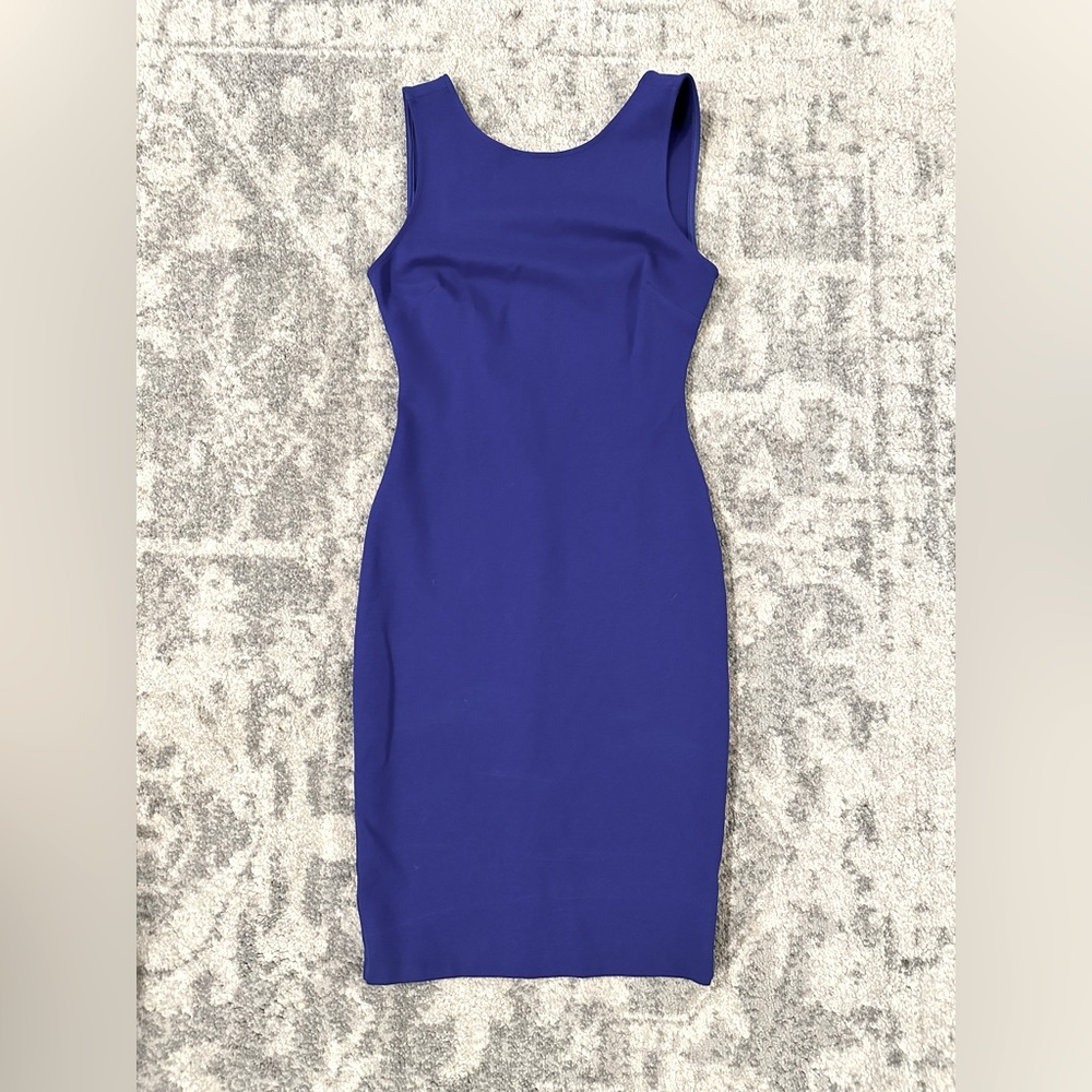 Lulu’s Blue Backless Midi Bodycon Dress, Small